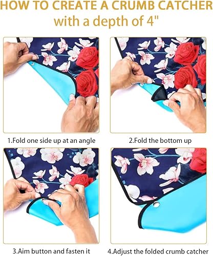 Miniatura 6 de Pafusen Paquete de 3 baberos para adultos para mujeres, baberos reutilizables para adultos para comer con atrapador de migas opcional, protector de