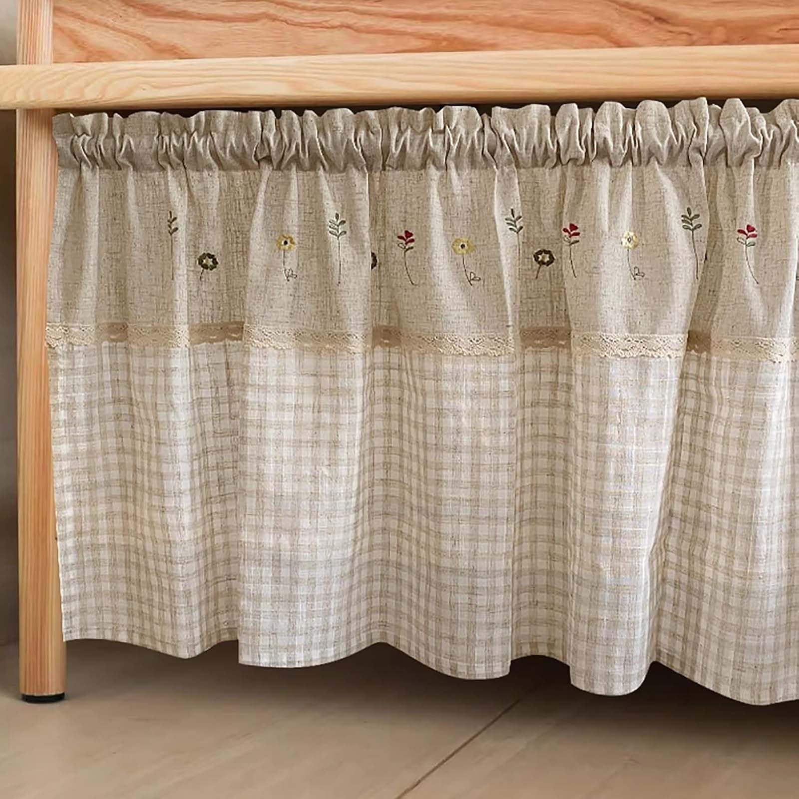 Tenda da Cucina Corta Stile Bistrot Retrò Elegante Sotto il Lavandino per Café, Camera da Letto, Soggiorno e Casa di Campagna - Una Pezzo