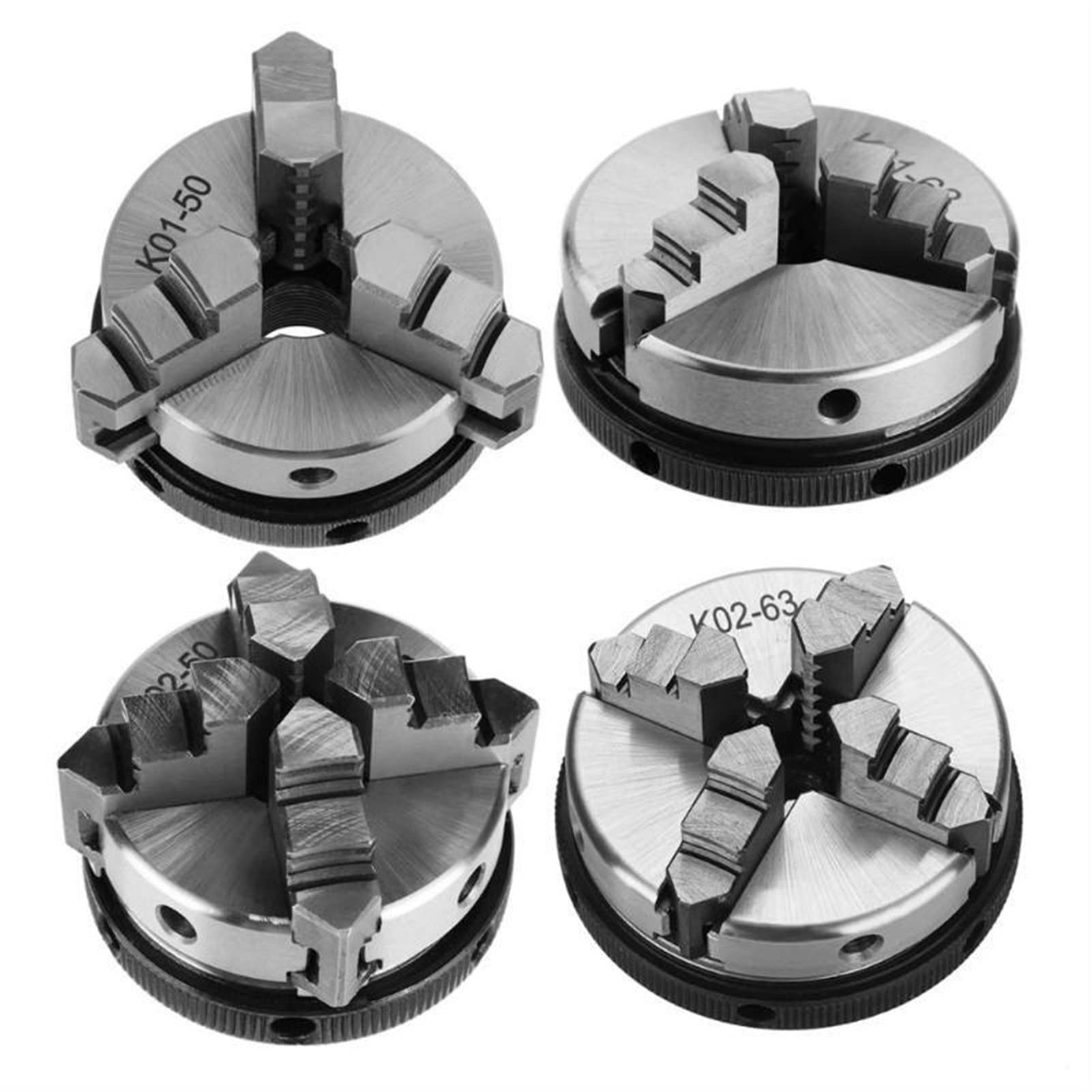Uchwyt tokarski, 3/4 JAWS Stalowa tokarka do drewna 50mm 63mm Manual CHUCK SETQUE majsterkowanie Metalowe narzędzia tokarskie(K01-63)