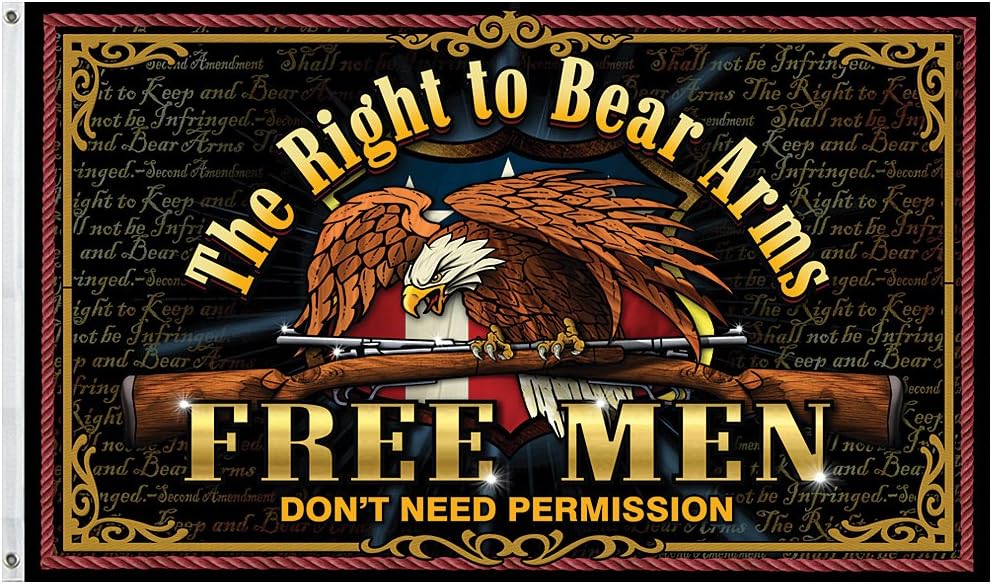 Free Men Don't Need Permission Flag - 2nd Amendment Right to Bear Arms Flag