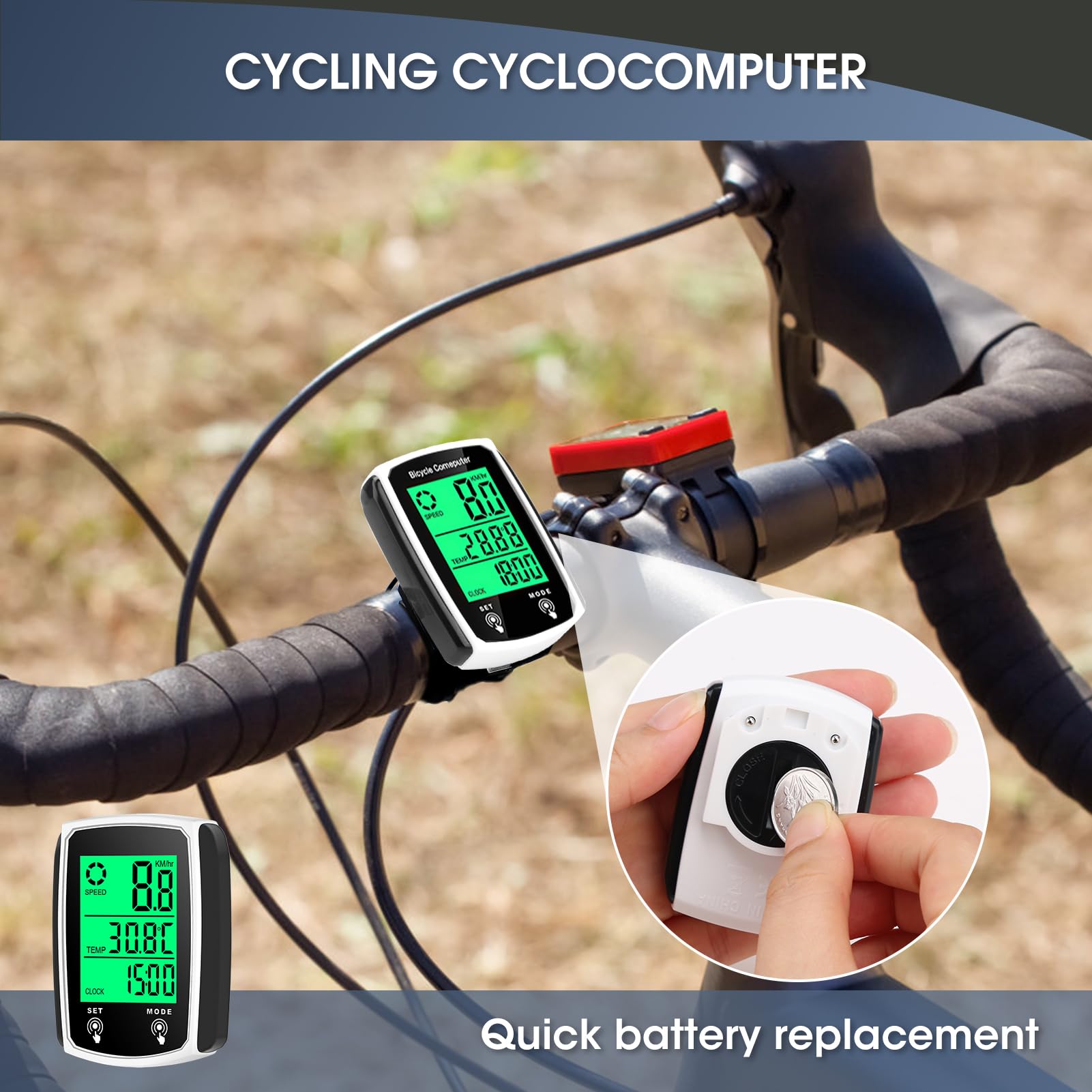 Computer Per Bici Cablato - Contachilometri Con 19 Funzioni, Display LCD Impermeabile - Foto 3