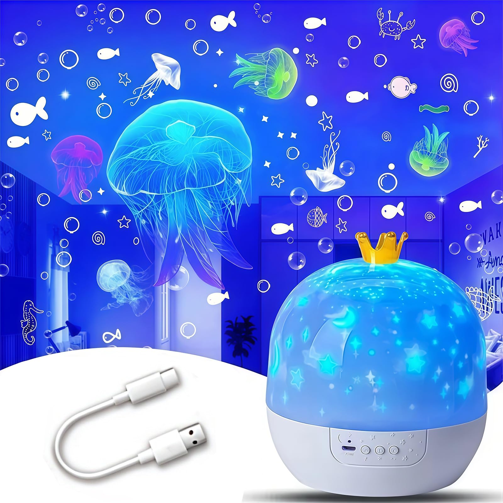 Magical Starry Sky Projector, QIANSSE 360° Rotating Sensory Light for Teens 14+ Starry Sky Decorative Mood Light