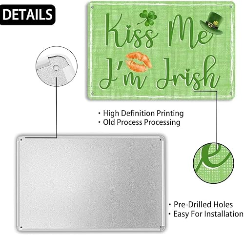 Vista 20 de Letrero de metal de hojalata irlandesa de bendición irlandesa, Día de San Patricio, inspirador, decoración artística de pared, placa rústica