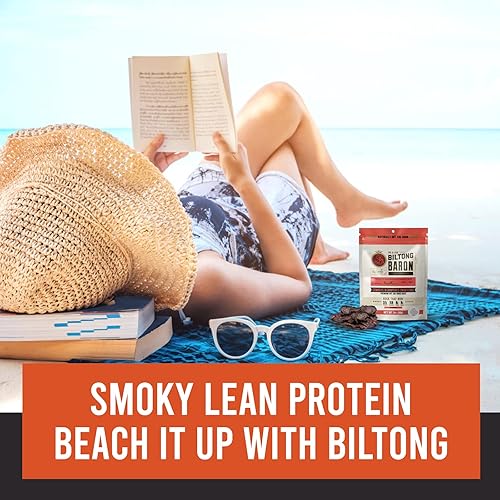 Miniatura 5 de Biltong Baron Jerky de carne seca al aire, paquetes de bocadillos saludables para dietas Keto, Paleo, y enteras, vaqueros y fogatas receta de chile