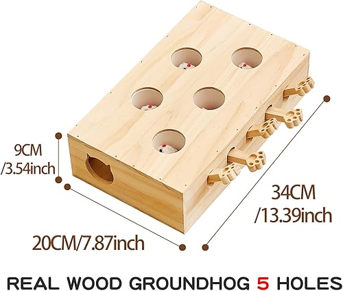 Miniatura 7 de Juguete para gatos Whack a Mole con ratones desplegables, juego de rompecabezas interactivo y tablero para rascar para gatos de interior,