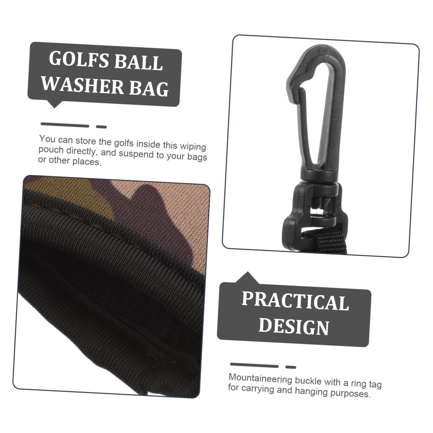 Toyvian Golfbedarf Golfwaschanlage Schlüssel Sauber Taschen Tragbar Golfballreiniger Reinigung Waschmaschine Beutel Golfgeräte Mini Klein Vlies