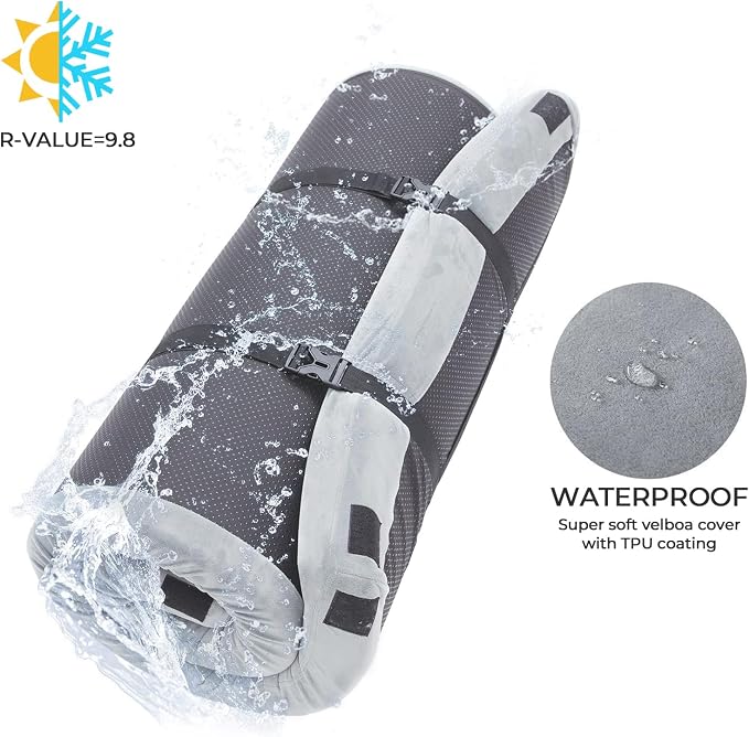 Kingfun 3 Inch CertiPUR-US Memory Foam Camping Mattress Pad, Waterproof Roll up Sleeping Pad, Thick Floor Sleeping Mats for Tent with Removable Travel Bag miniatura 8