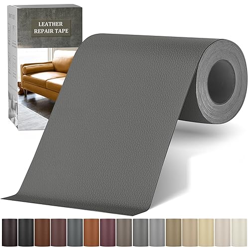 Parche de reparación de cuero autoadhesivo de 4 x 63 pulgadas, kit de reparación de cuero de vinilo para muebles, cinta de reparación de cuero para