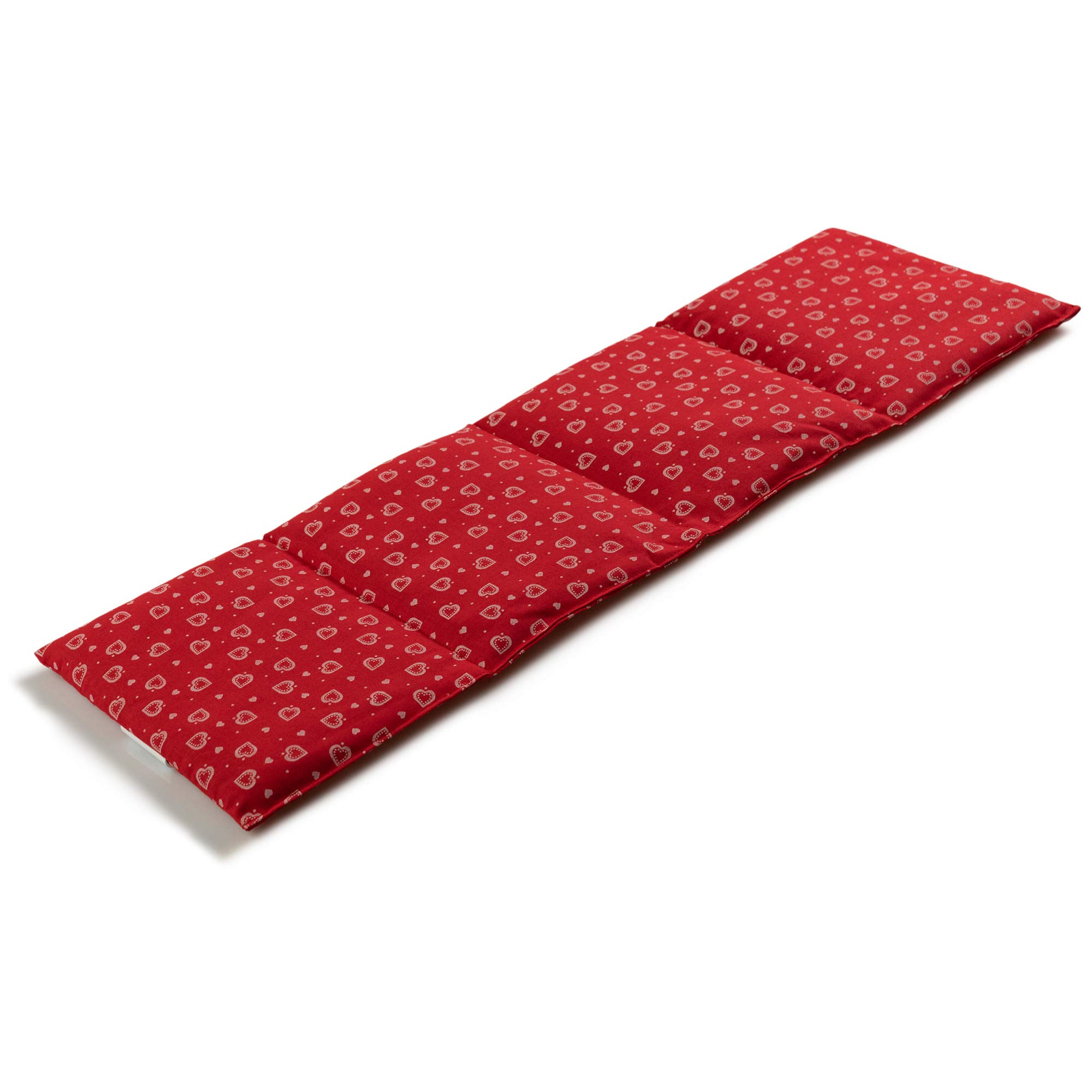4-Kammer Rapssamenkissen 20x60cm groß - Herzen-rot - Wärmekissen & Kältekissen - Körnerkissen