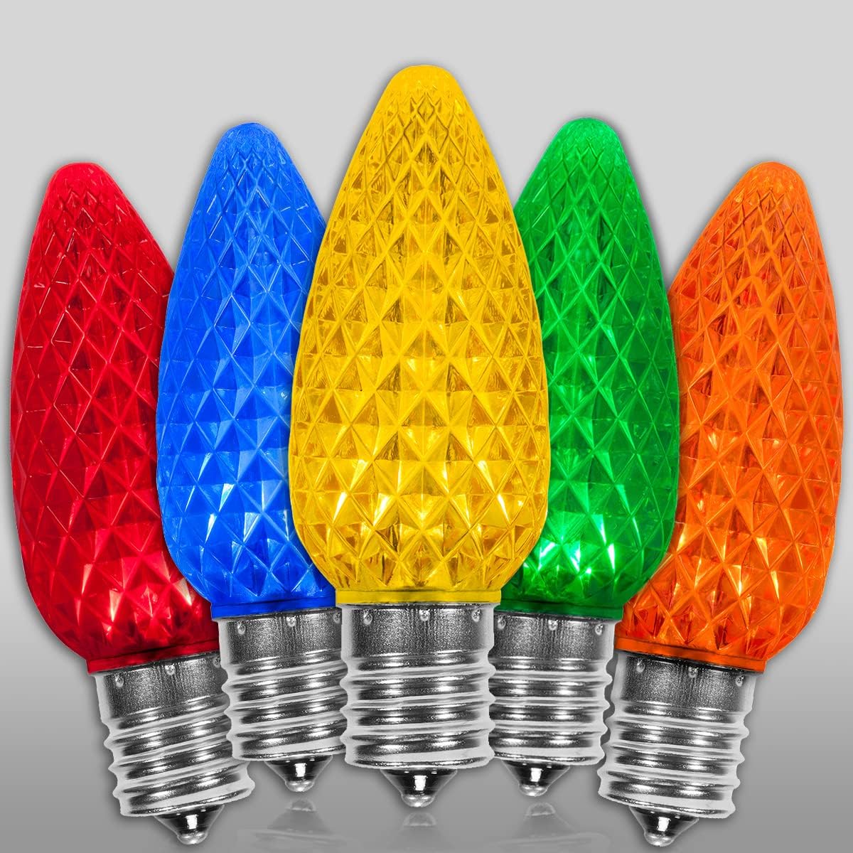Wintergreen Lighting 5 Pack OptiCore C9 LED Multicolor Christmas Light Bulbs - Replacement LED Christmas Lights Heavy Duty Premium Outdoor Christmas Lights, E17 Base