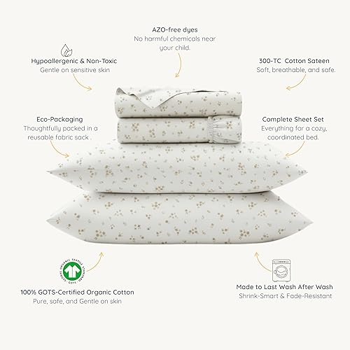 Miniatura 7 de Juego de sábanas orgánico en tamaño queen de MakeMake Organics, sábanas certificadas GOTS de algodón orgánico, sábana bajera, sábana encimera y