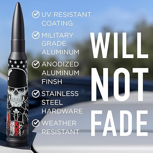 Miniatura 3 de EcoAuto Badass - Antena de repuesto para todos los modelos de camiones Chevy y GMC  Antena de repuesto corta  Aluminio de grado militar  Diseño