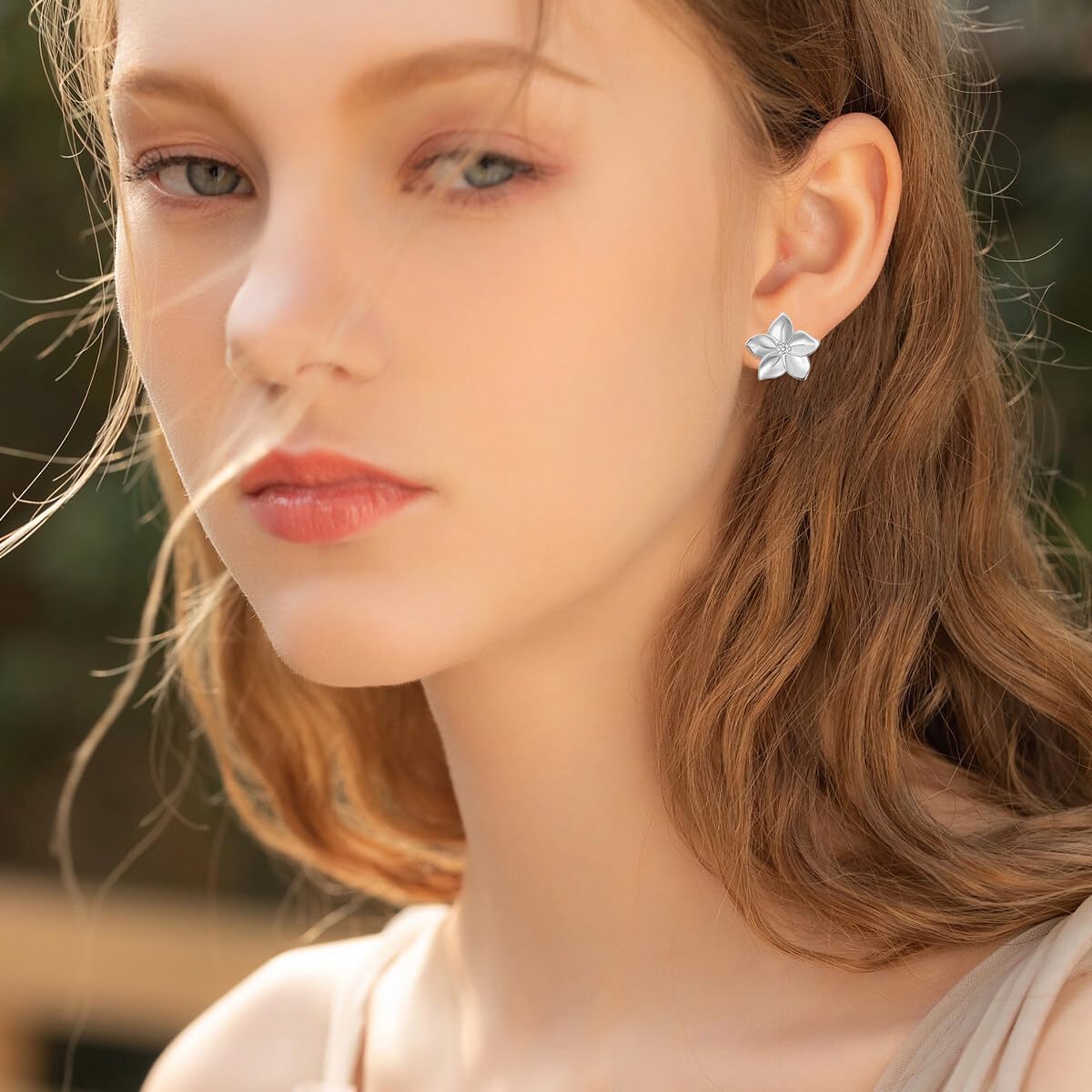 Diamond Plumeria Stud Earrings for Women 925 Sterling Silver Hawaiian Plumeria Flower Earrings Studs with 0.06ct Lab Grown Diamonds Dainty Birthday Holiday Beach Jewelry Gifts - Image 5