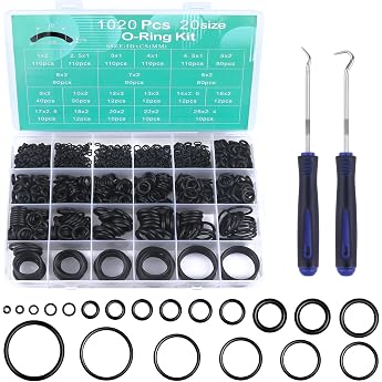 O-Ring Assortment Pack of 1020 NBR Sealing Rings Diameter 4-30 mm with