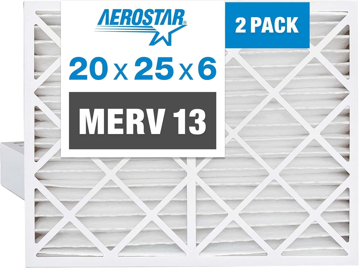Aerostar 20x25x6 MERV 13 Replacement Pleated Air Filter for Aprilaire