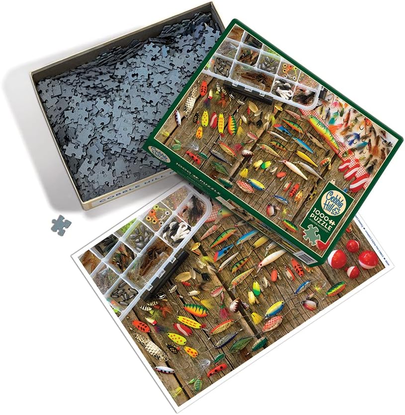 Cobble Hill 1000 Piece Puzzle - Fishing Lures - Sample Poster Included