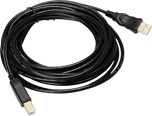 Miniatura 5 de Cable USB 2.0 chapado en oro de 25 pies, macho A a macho B, impresoraescáner, 26.2 ft