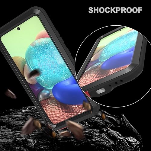 Miniatura 5 de LOVE MEI Funda para Samsung Galaxy A71 5G con protector de pantalla de vidrio templado, a prueba de golpes, a prueba de arañazos, híbrida de metal y