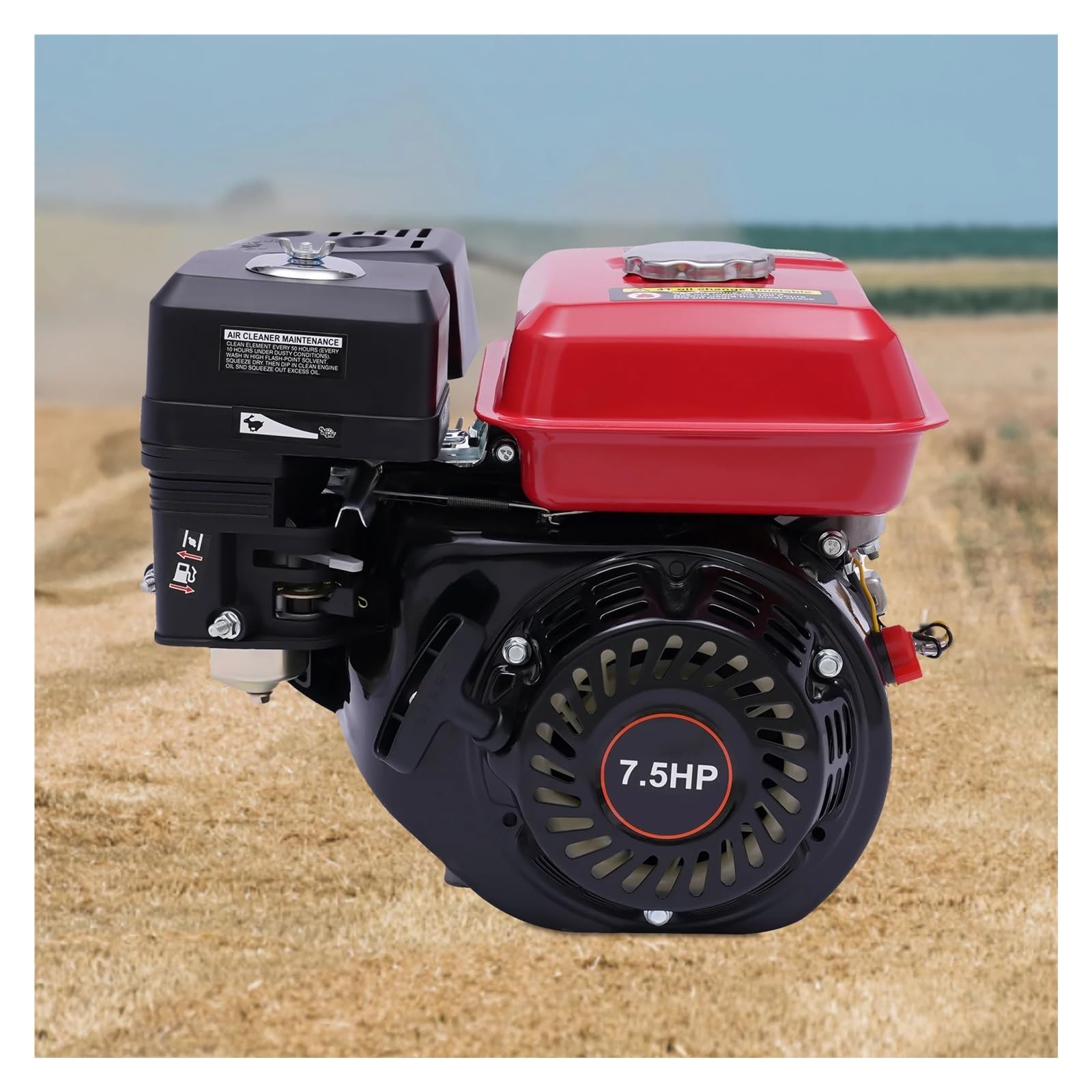 Motor De Gasolina 4 Tiempos, 4000 W, 7,5 HP, Arranque Manual, Refrigeración por Aire Multiusos Rendimiento Potente