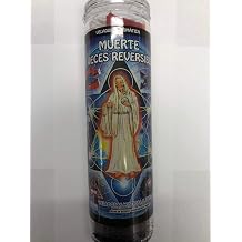 Holy Death 7 Color 7 Times Reversible Santa Muerte 7 Veces Reversible Pillar Prepared Scented Candle in Glass