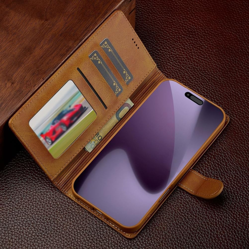 Wallet Case for iPhone 17 Pro Max/17 Pro/Air/17, Magnetic Flip Full Coverage Protection Kickstand Credit Card Holder Leather Folio Retro Cover(Pink,Air)