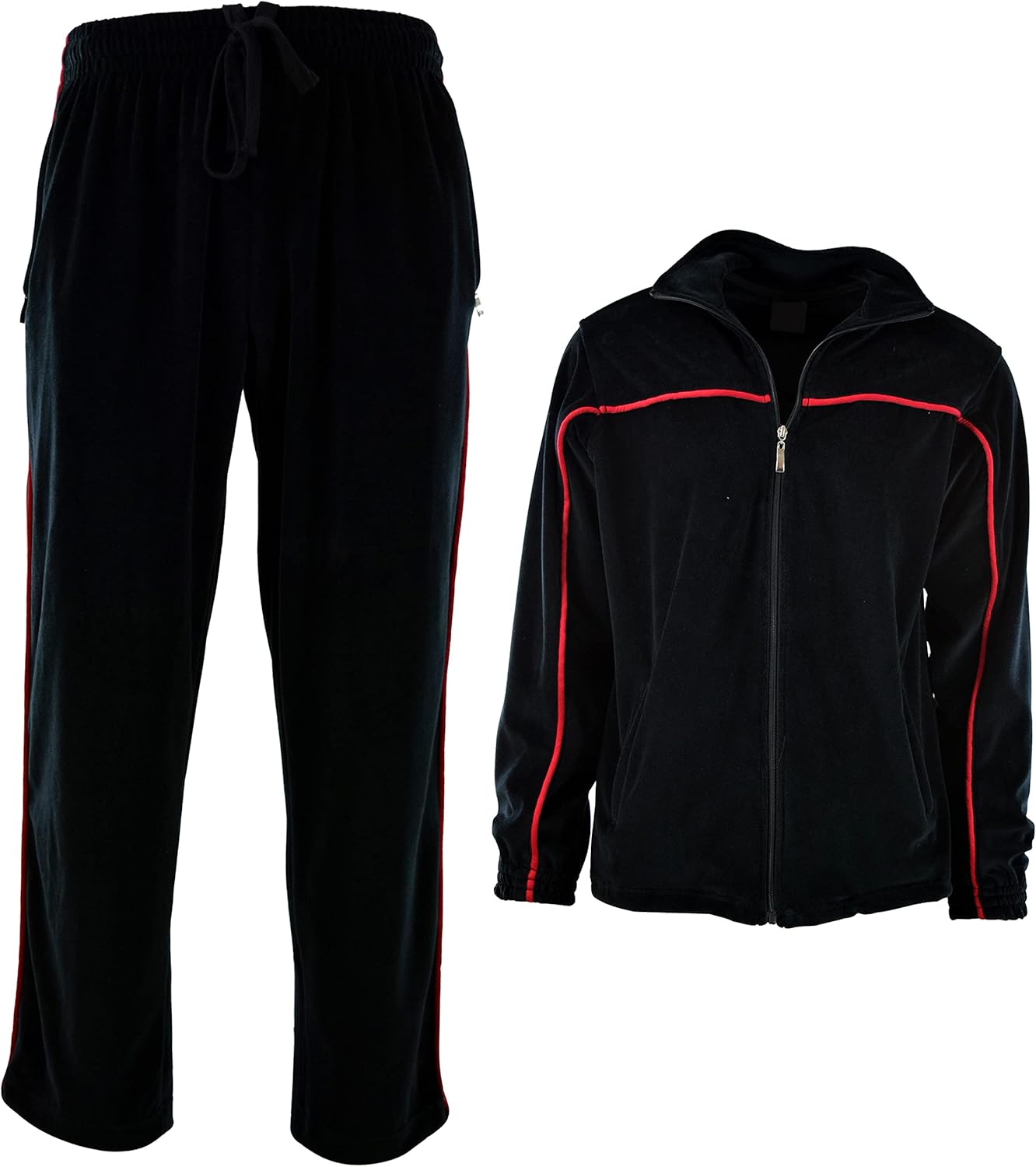 ChoiceApparel Mens Velour Tracksuit with Zippered Pockets - Image 2