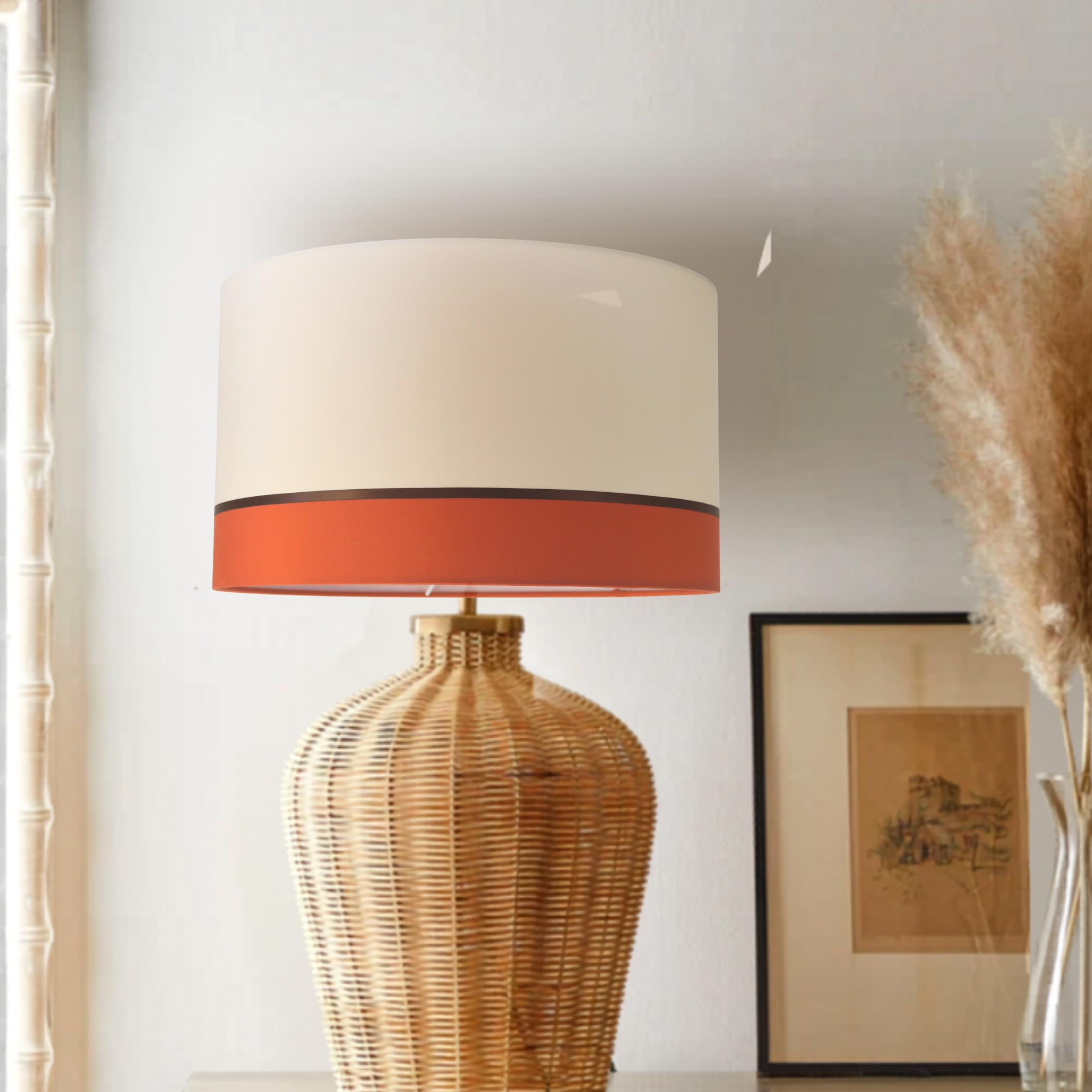 Zweifarbiger Lampenschirm Terracotta 40 cm aus Stoff, E27 & E14 | Für Tischlampen, Stehleuchten und Pendelleuchten. Elegantes zweifarbiges Design mit zeitlosem Charakter.