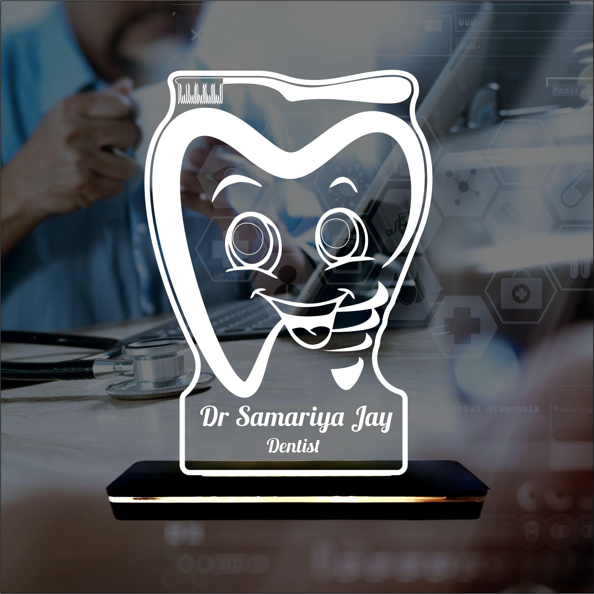 DON'T JUDGE ME Customized Gift for Dental Doctor | Lamp for Doctors Name and Design | Personalized Gift for Doctors (Color -Warm White, Size- 6 x 4 inches)-image-13