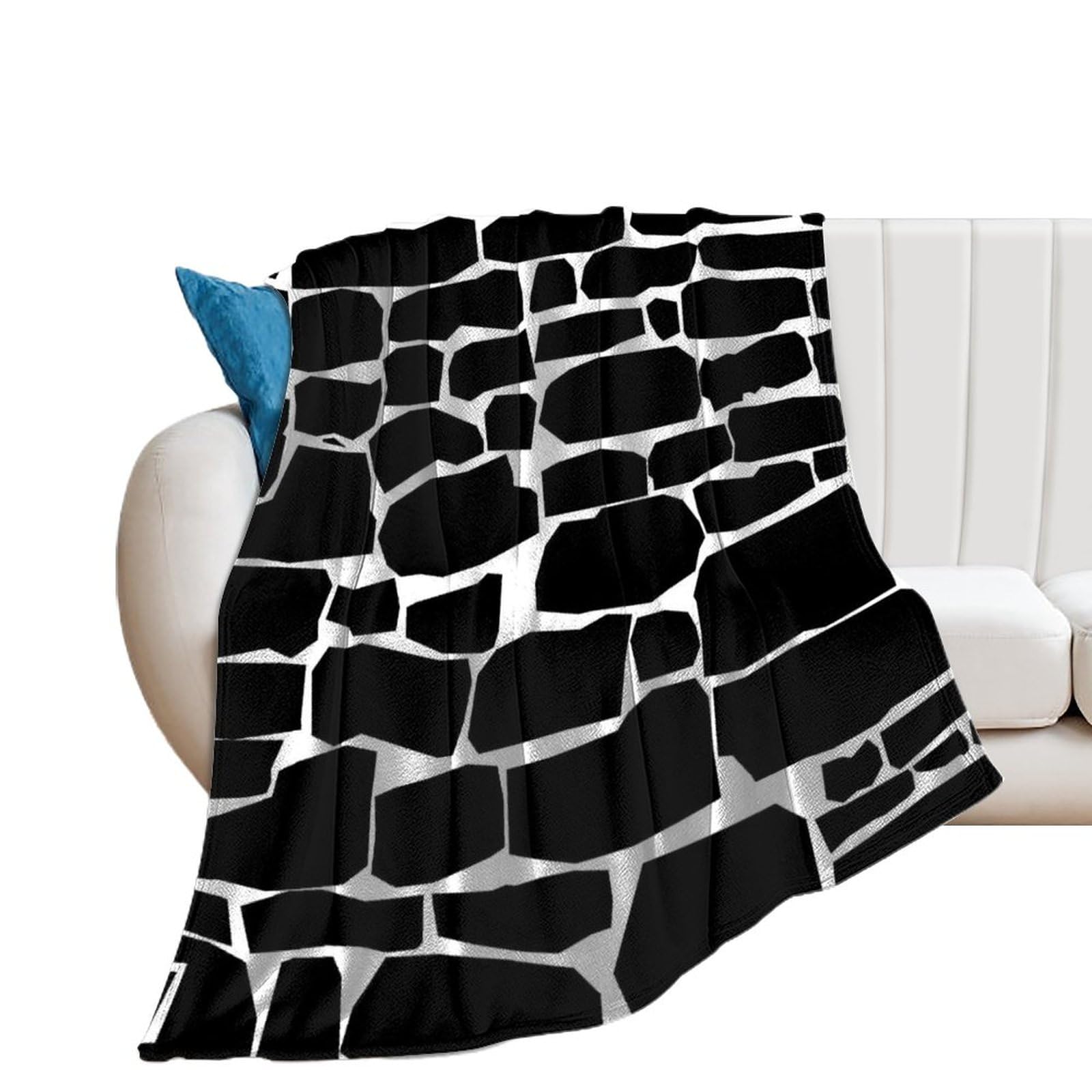 Plaid canapé en flanelle noire couverture polaire douce lit 130x150