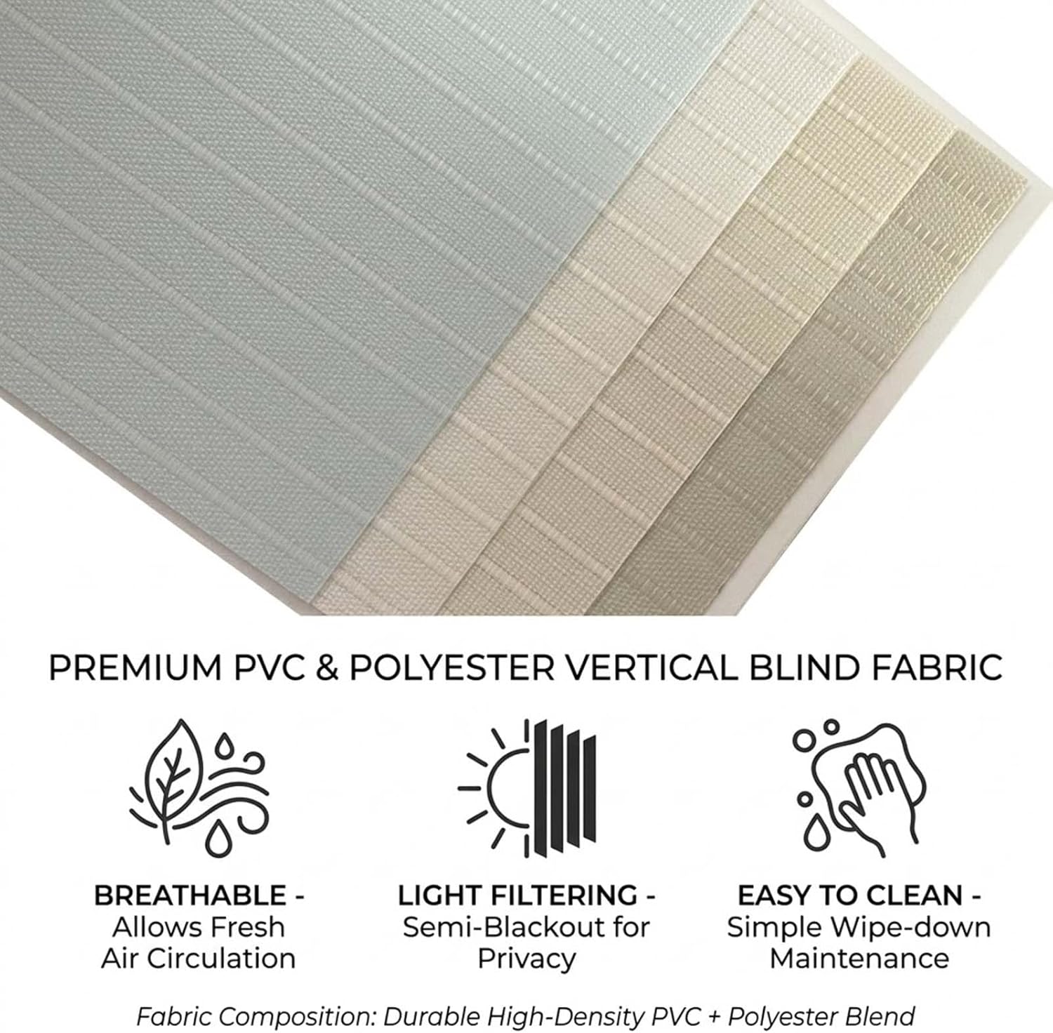 PVC Polyester Vertical Blinds for Sliding Glass Doors 55" 63" 71" 78" 88" 98" White Light-Filtering Window Shades, Living Room Divider & Patio Door Blinds with Track Set(114" W x 112" H)