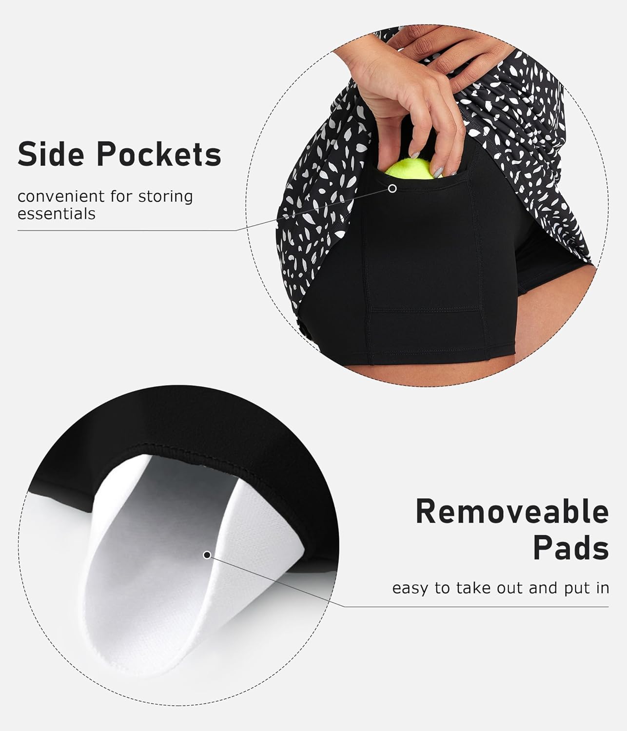 Womens Tennis Dress with Built-in Bra & Shorts Athletic Dress Workout Dress Exercise Dress with Pockets Golf Dress - Image 4