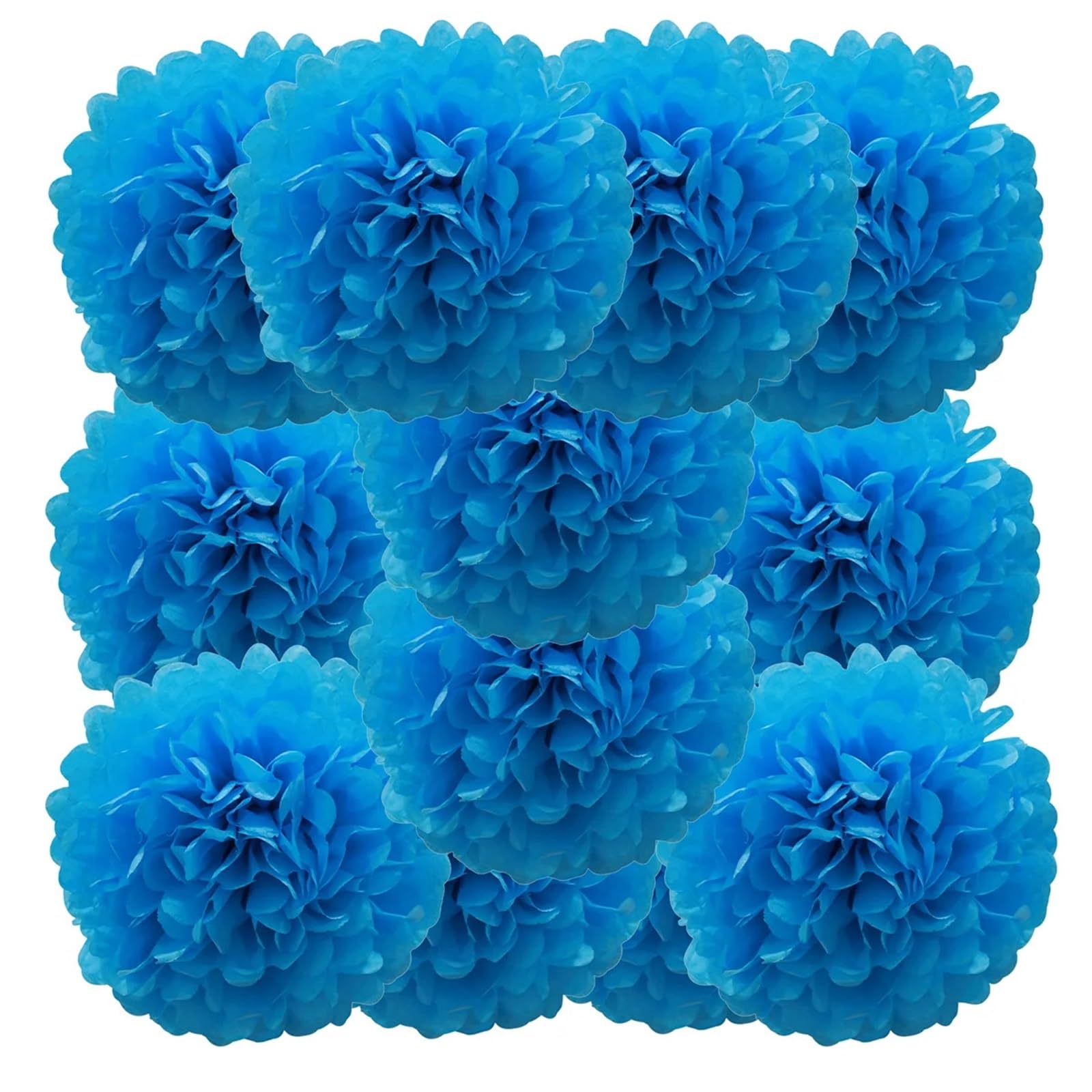 Paper Lanterns 26colors 12pcs Each 10inch Paper Pompom for Wedding Birthday Summer Halloween, , Party Decoration(Blue)