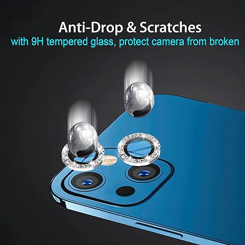 Miniatura 2 de Protector de lente de cámara compatible con iPhone 14 y 14 Plus (6.1 y 6.7 pulgadas), cubierta de cámara Apple brillante con vidrio transparente,