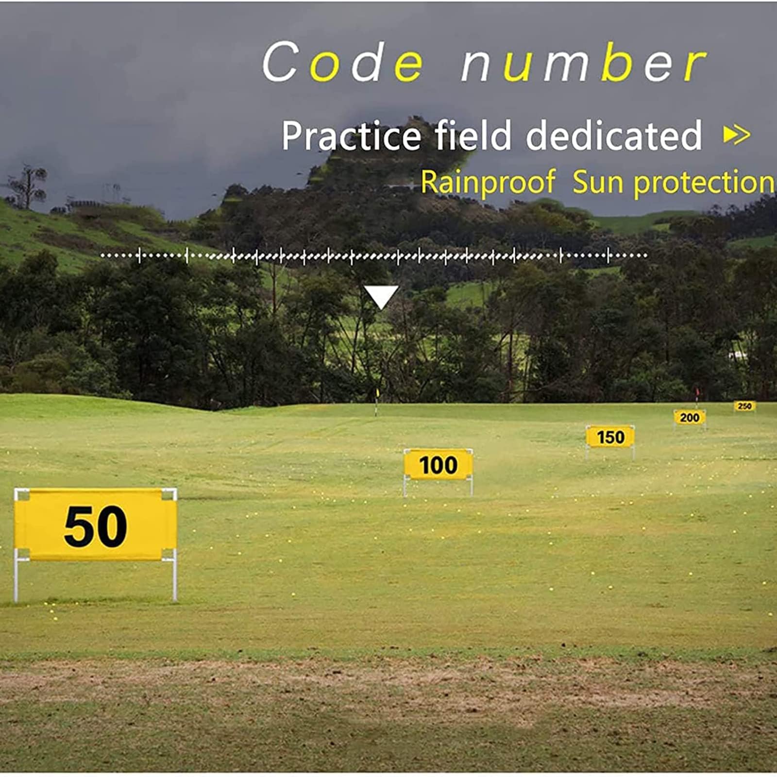 COYEUX Símbolo de Distancia de Golf, señal Digital de Tubo de Acero 50-200 Lienzo Digital, Impermeable a la Lluvia, Campo de práctica Profesional, al Aire Libre/Campo para Uso