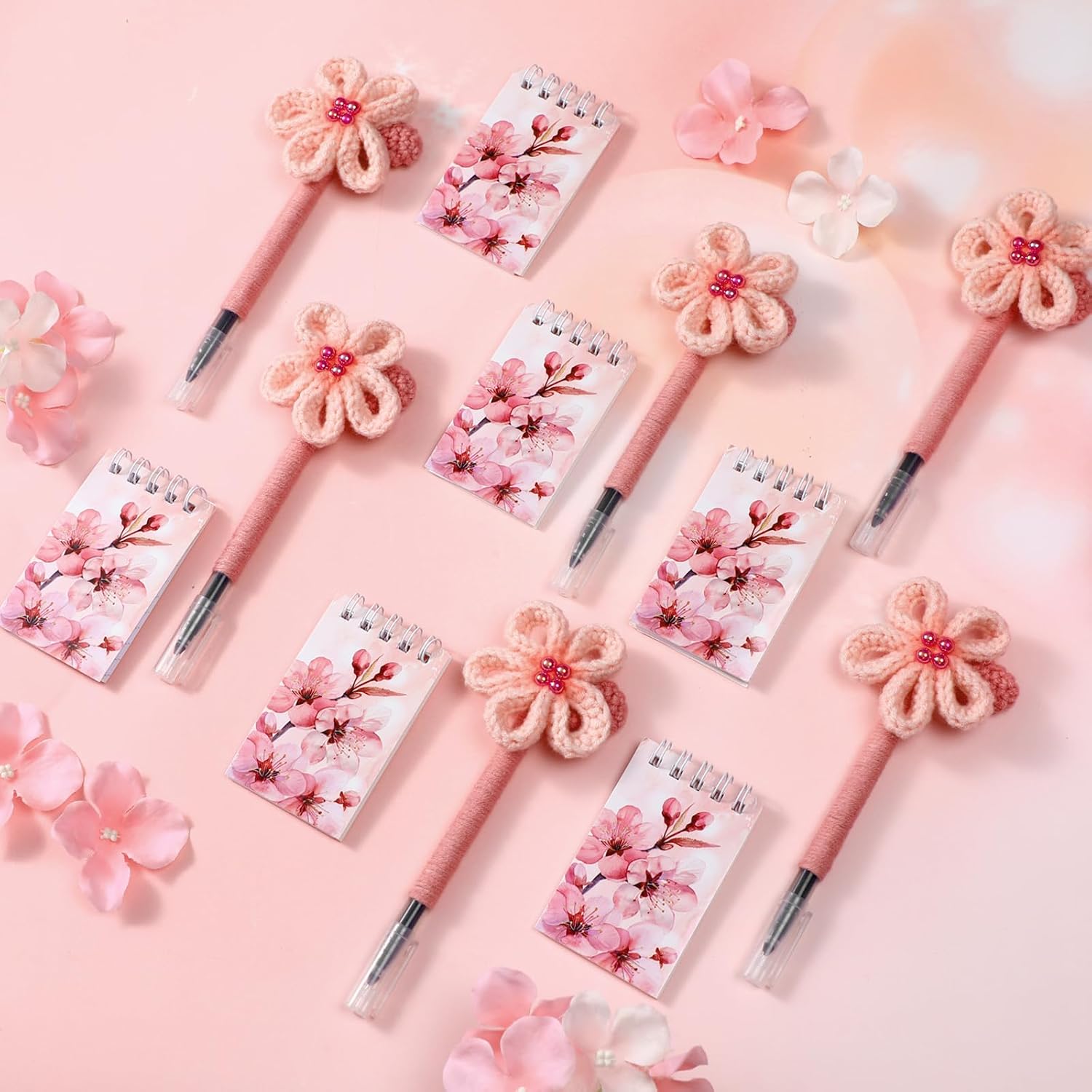 12 Pcs Cherry Blossom Japanese Stationery Set Spiral Notebook Pen