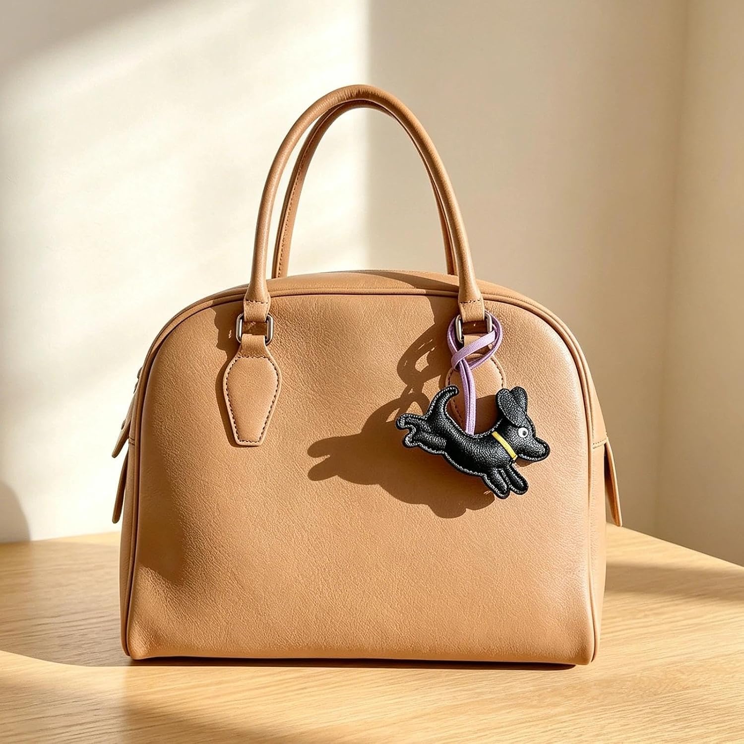 LRTJ 2Pcs Running Leather Dachshund Bag Charm, Cute Mini Puppy Keychain image 2