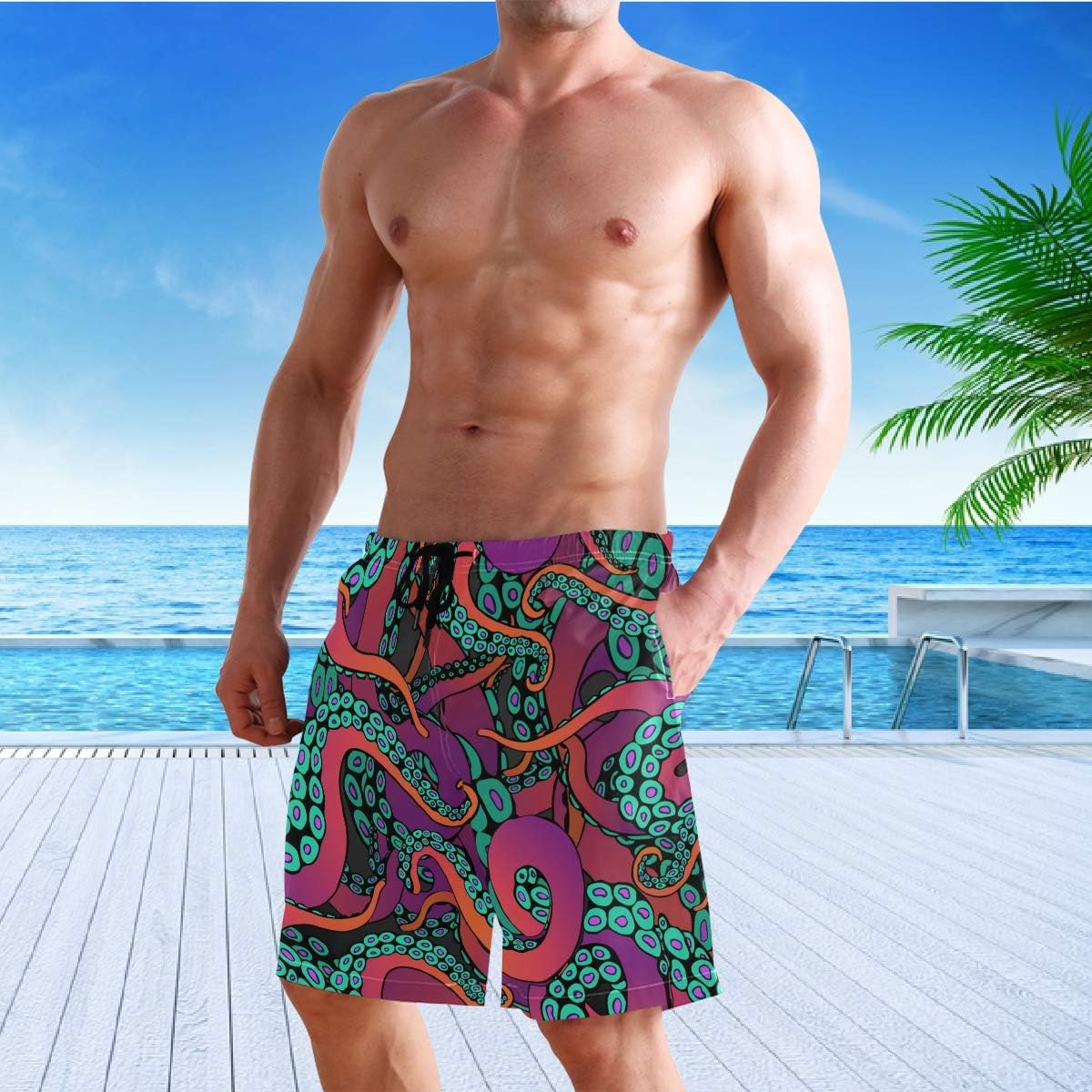 visesunny Men's Novelty Beach Shorts Quick Dry Swimwear Sports Running Swim Board Shorts Bathing Suits with Pockets Summer - Image 5