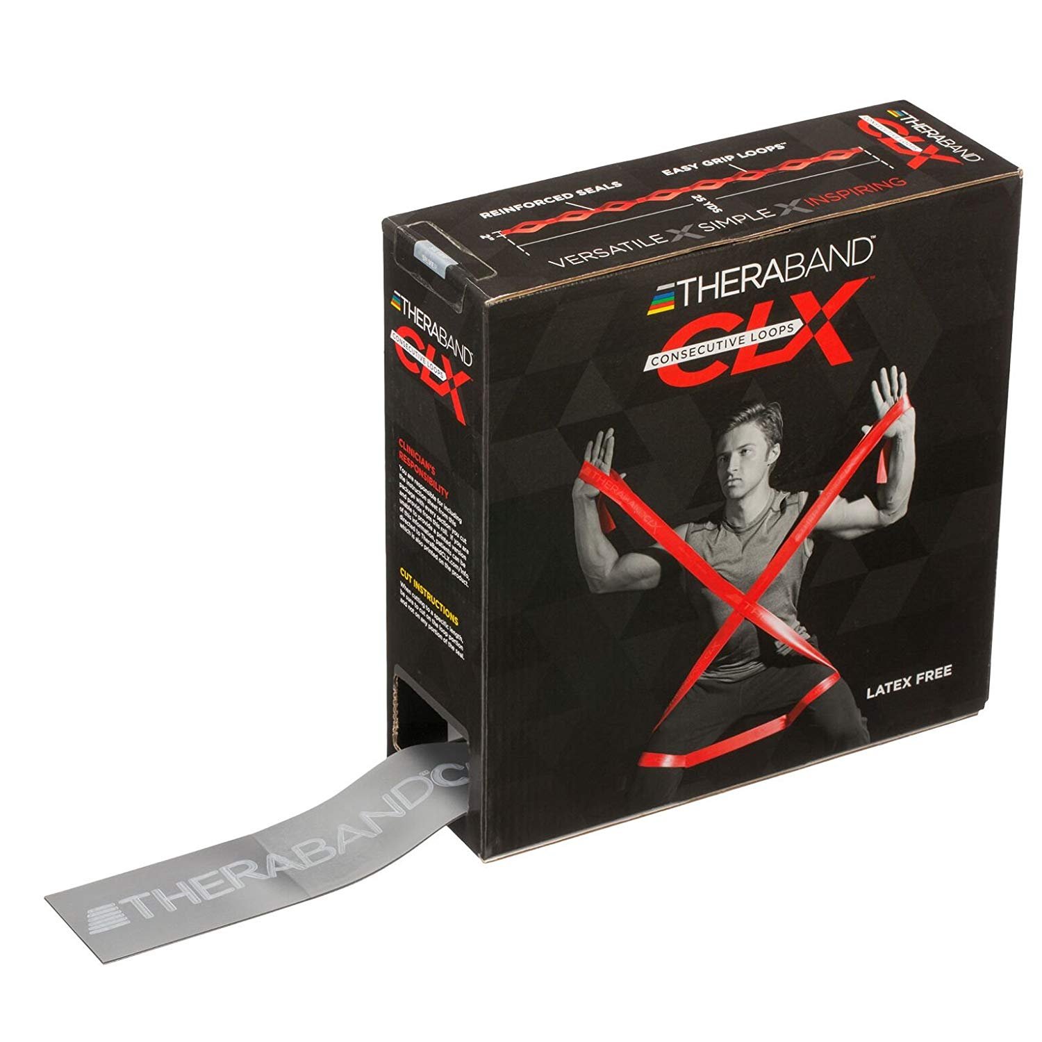 THERABAND CLX Latex-Free Resistance Band, Pilates, Home Gym, HIIT, Physical Therapy, Rehab & Fitness Equipment, 22 Metre