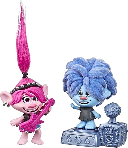 DreamWorks Trolls World Tour Rock City Bobble con 2 figuras, 1 con Bobble Action Plus Base, juguete inspirado en The Movie Trolls World Tour