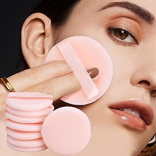 5 almohadillas redondas de polvo de cara rosa...