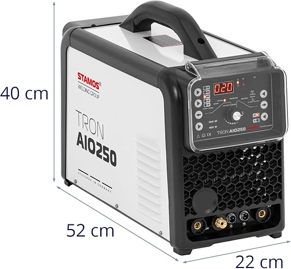 Stamos TRON AIO250 Multiprocess Welder - TIG AC DC - MMA - 250 A - Cut 50 A - Duty Cycle 60% - Pulse Multi Process Welder Multiprocess Welder Welding Machine 3 in 1 MIG TIG Welder
