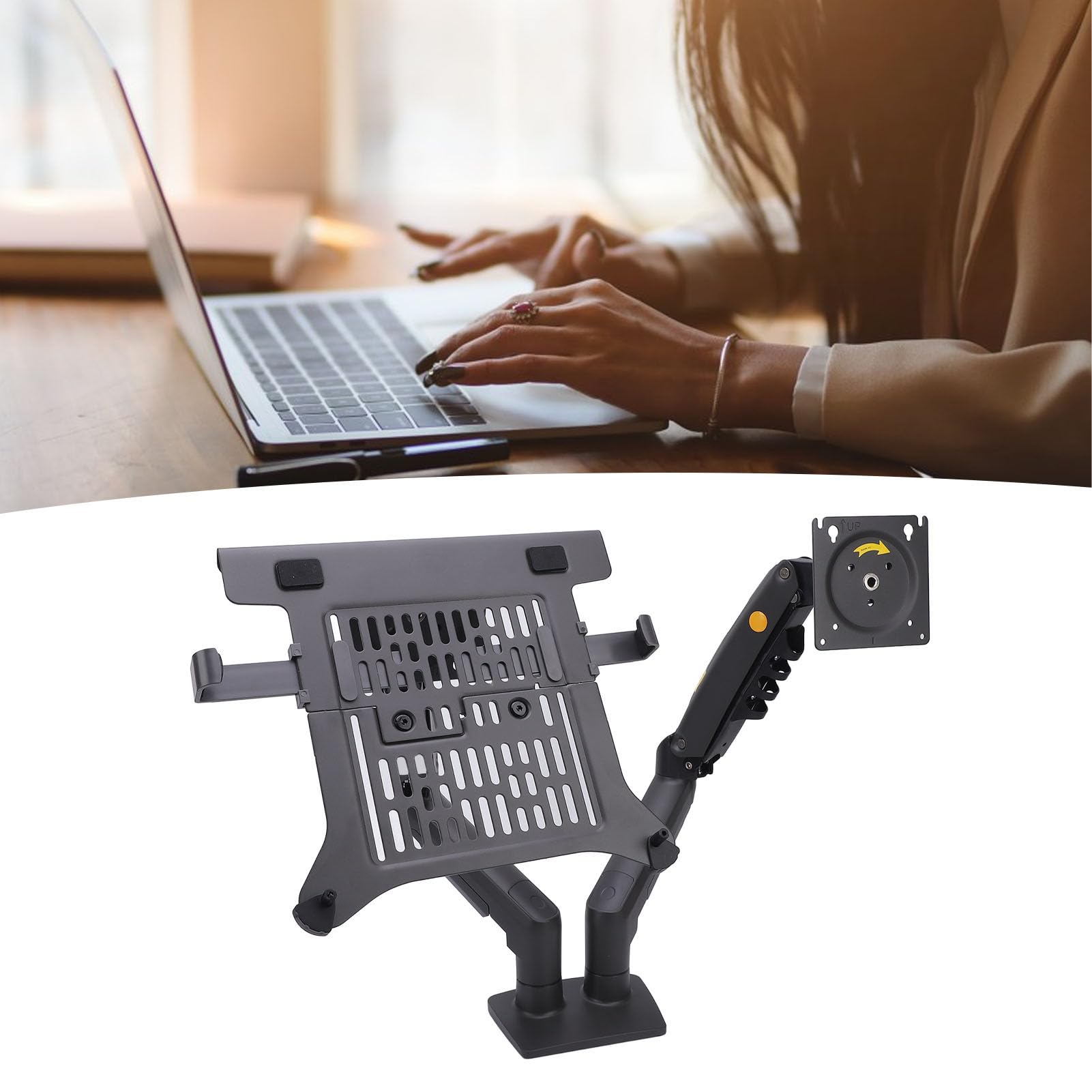 Fabater Supporto Regolabile per Laptop e Display F160-FP Robusto Supporto Combinato 2 in 1 per Programmatori di Giochi da Lavoro Display da 17-30 Pollici Laptop da 10-17 Pollici