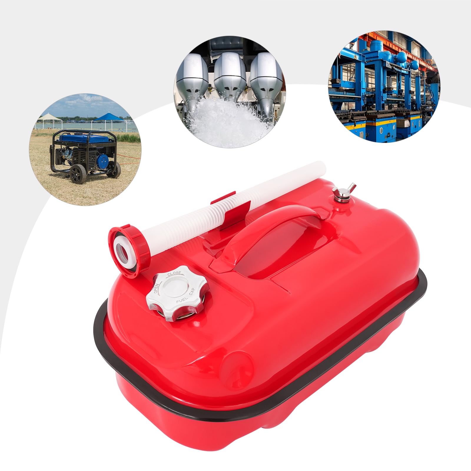 Tanica per benzina da 10 l, in acciaio inox, serbatoio del carburante in metallo, con tubo di rifornimento per camper, auto, go-kart