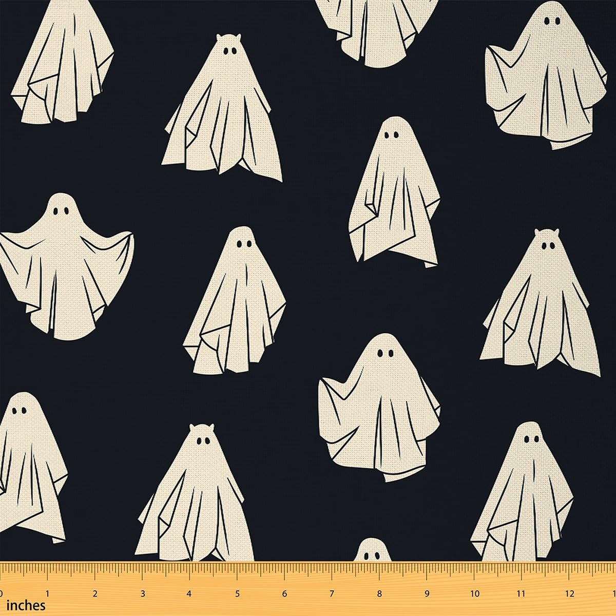 Ghost Upholstery Fabric for Chairs Kids Halloween Ghost Fabric by The Yard Halloween Themed Waterproof Outdoor Fabric Women Men Decor Lightweight Black White Outdoor Fabric 1 Yard (L92*W150cm)