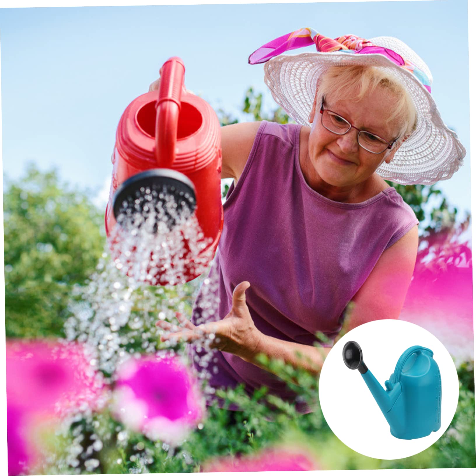 Toyvian Regadera de Plástico Azul para Plantas Capacidad de 5l, Diseño Ergonómico Fácil de Agarrar, Adecuado para Jardinería y Riego en Balcones
