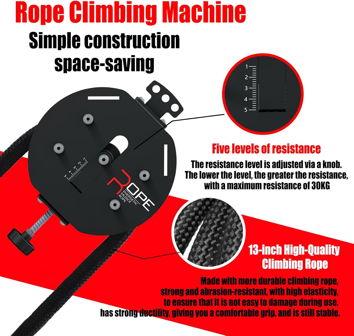 Endless Rope Trainer, Cable Pulley System Gym, Adjustable Resistance, Cable Pulley Machine, Suspension Endless Rope Pulley System for Used for Grip, Arms,Coordination Exercises