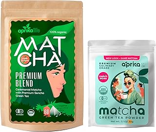 Japanese Matcha Bundle - 30g Premium Matcha Powder + 180g Premium Matcha Green Tea (60 bags) by Aprika Life