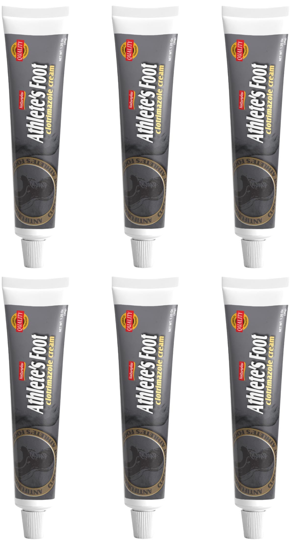 Athlete’s Foot Cream, 1% Clotrimazole 1.25 oz (6 Pack) – Antifungal Treatment for Jock Itch, Foot Fungus, Ringworm, Fungal Skin, Armpit, & Feet – Made in USA