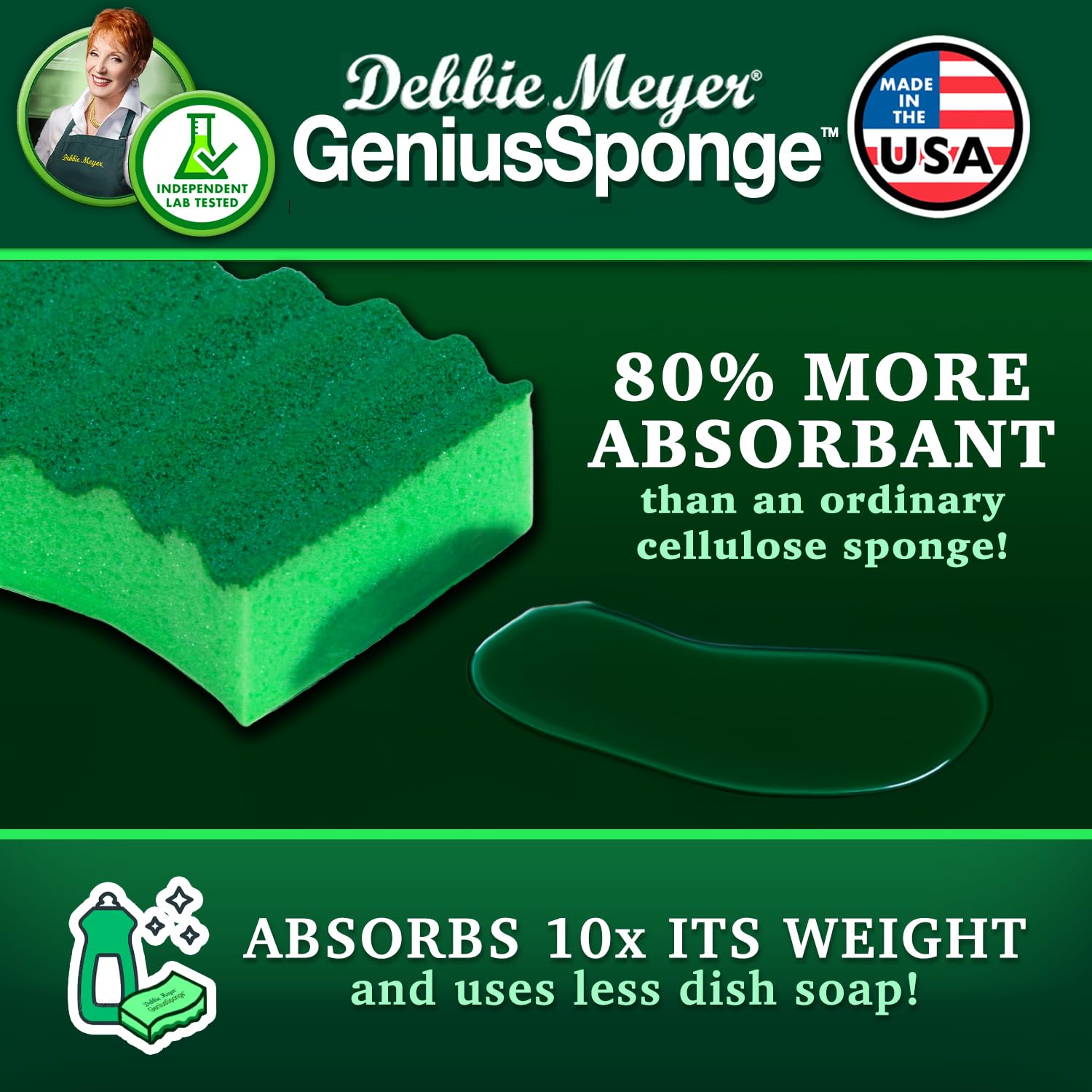 Debbie Meyer GeniusSponge Value Pack comprend 5 éponges ; 3 brosses à récurer et 2 éponges