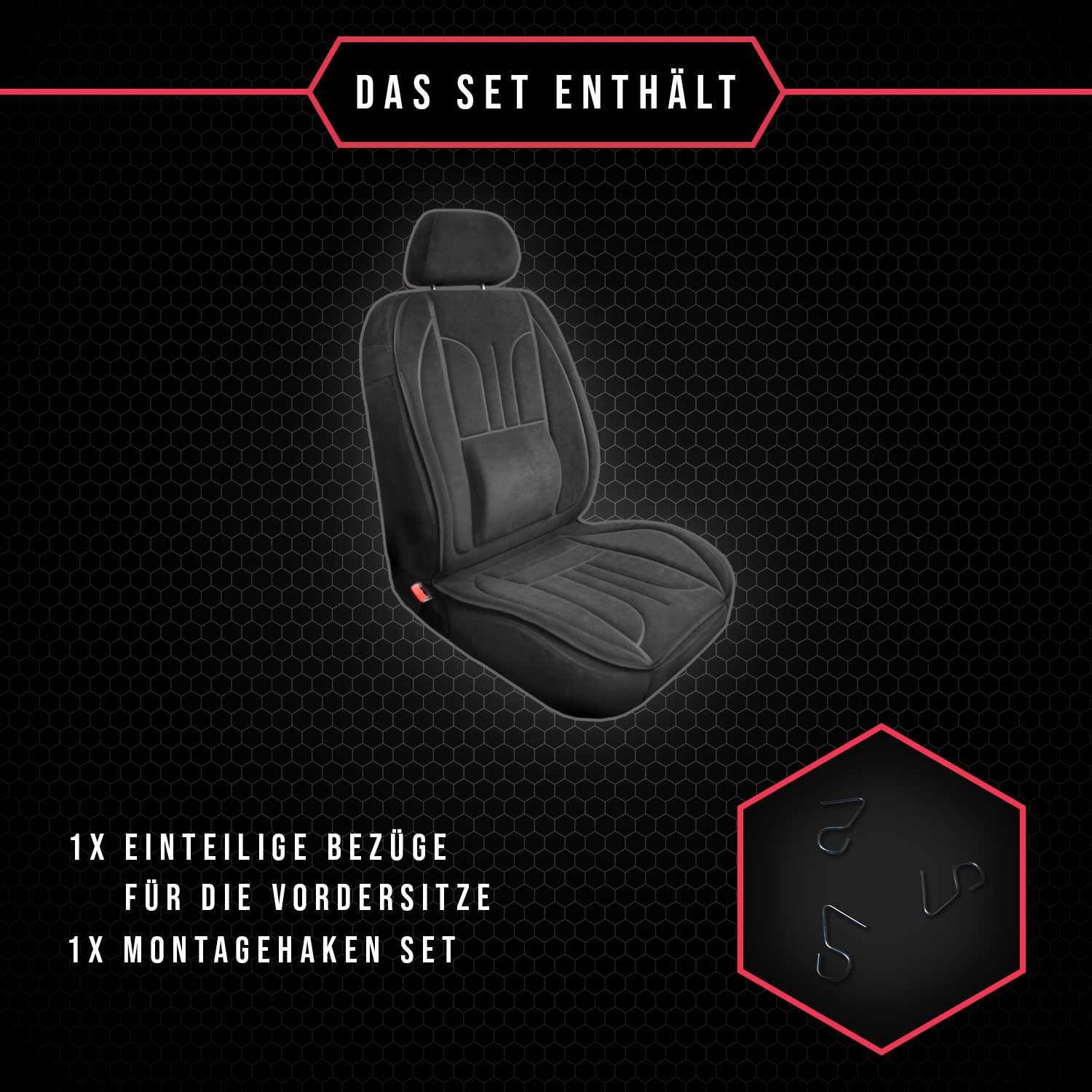 Sitzauflage Auto Vordersitze Autositzmatte Wasserdicht Autositzbezug Fahrersitz Universal Sitzschutz Velours Schwarz für Airbag geeignet 1 Autositz Vorne